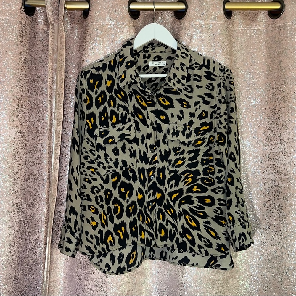Equipment Leopard Print Silk Blouse